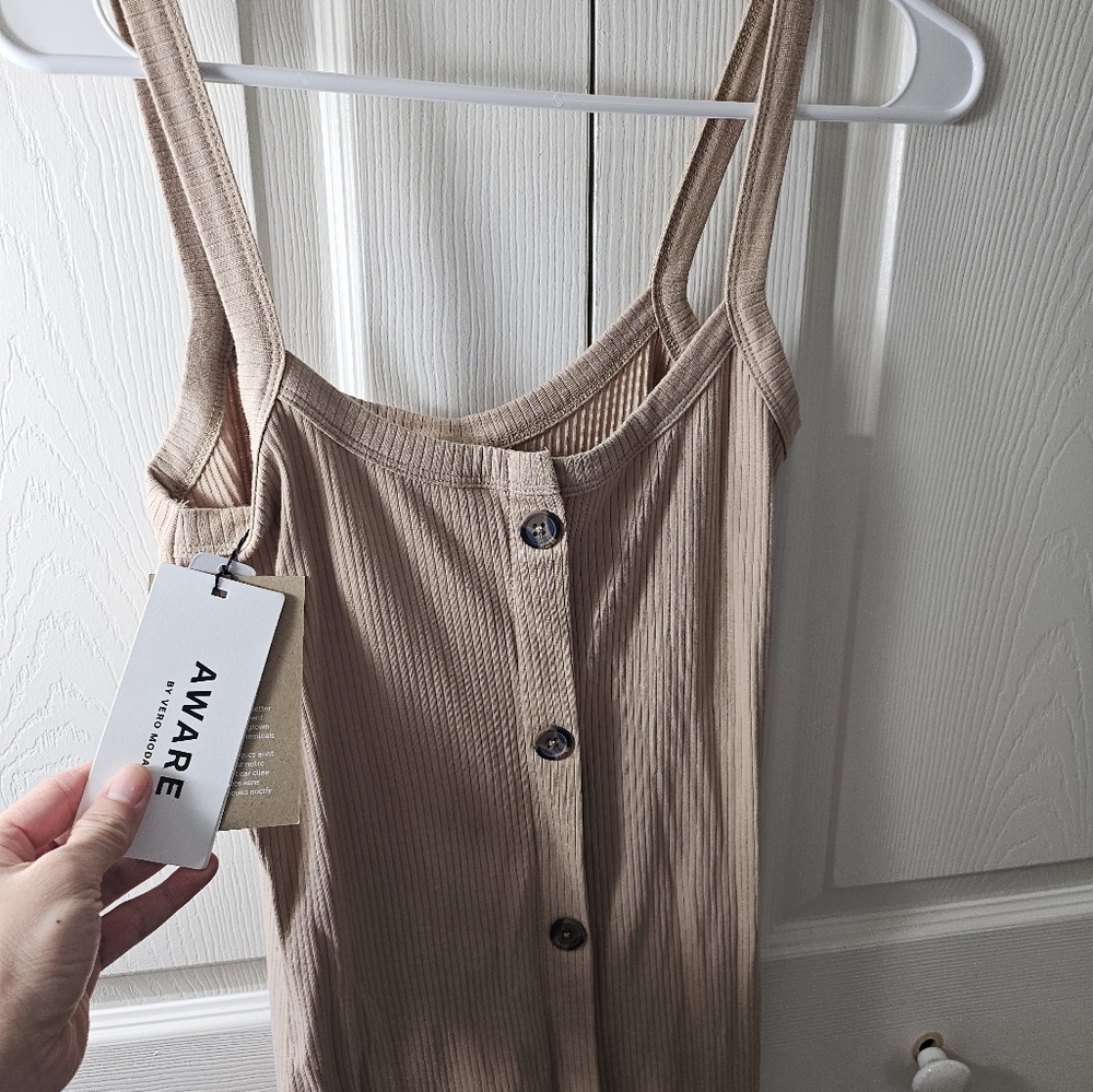 Vero Moda Tan Ribbed Sheath Dress - Picture 6 of 6